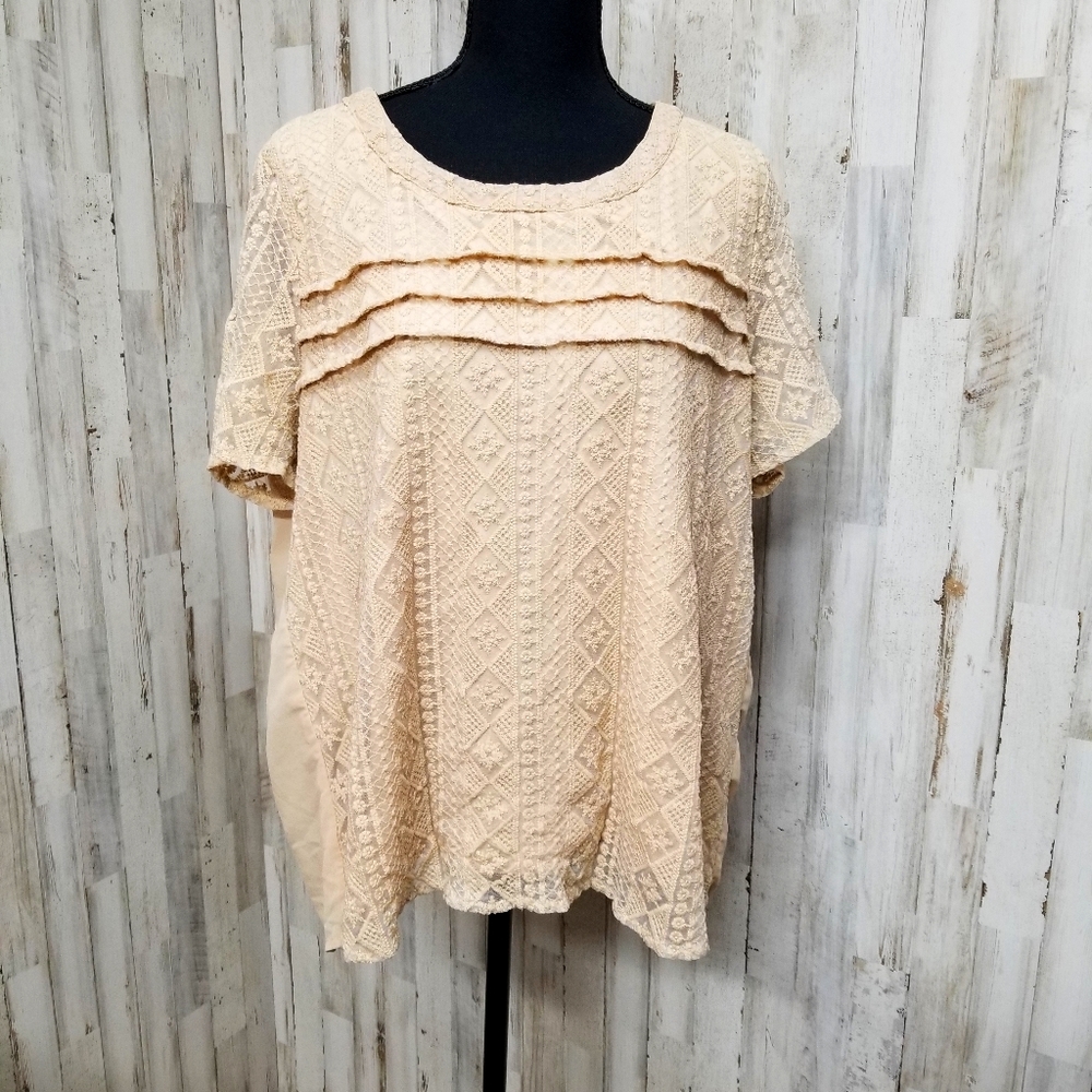 Dressy Lace front Shirt with Sheer back 2XL